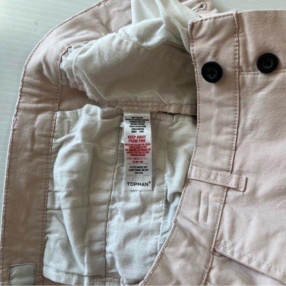 Topman Stretch Skinny Flat Front Button Fly Shorts Light Pink Size 30 - Picture 7 of 9